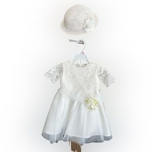 Brand new baptism/ wedding/ flower girl dress and hat
